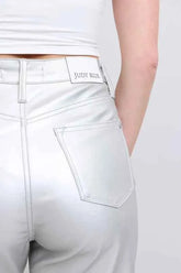 Judy Blue Full Size High Waist Silver Faux Leather Pants Plus Size