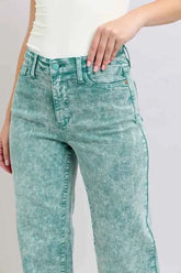Judy Blue Full Size High Waist Garment Dyed Raw Hem Dad Jean Plus Size