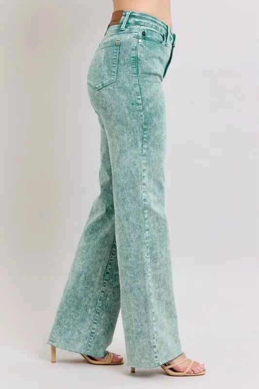 Judy Blue Full Size High Waist Garment Dyed Raw Hem Dad Jean Plus Size