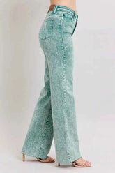 Judy Blue Full Size High Waist Garment Dyed Raw Hem Dad Jean Plus Size