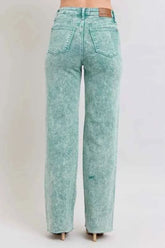 Judy Blue Full Size High Waist Garment Dyed Raw Hem Dad Jean Plus Size