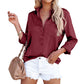 Satin Long Sleeve V Neck Office Business Shirt Women