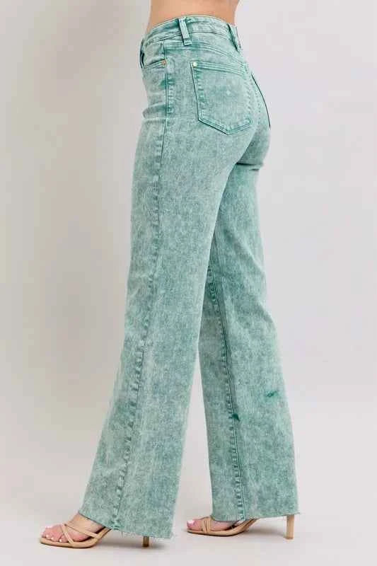 Judy Blue Full Size High Waist Garment Dyed Raw Hem Dad Jean Plus Size