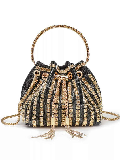 Rhinestone Embellished Bucket Crossbody Bag